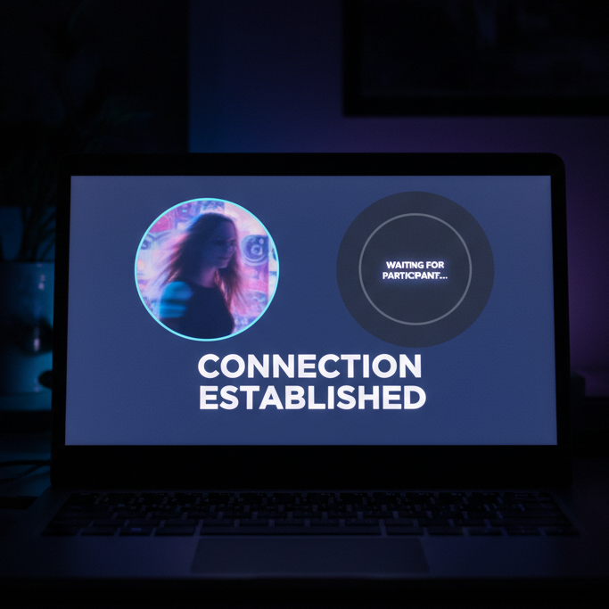 Using best omegle alternatives for video chat on laptop at night.